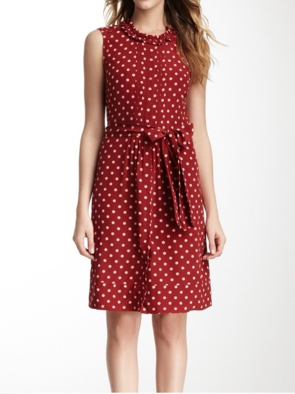 Tory Burch Graham Sleeveless Polka-Dot Silk Dress 8